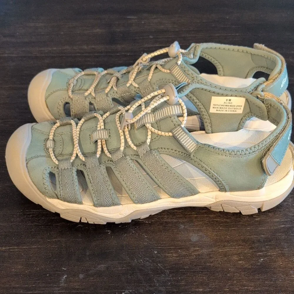 Eddie Bauer Women’s Fisherman Sandal Drawstring hiking Solid Green/White 8